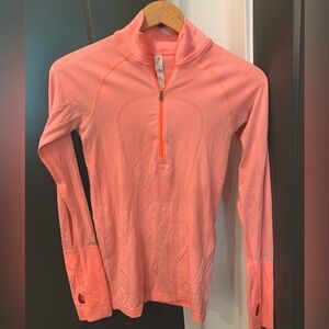Lululemon Quarter Zip Tech Pink Long Sleeve size 4